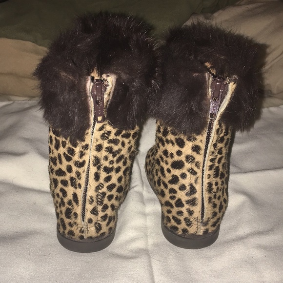 Little Eric Shoes Italy Made Little Girls Leopard Print Dress Boots